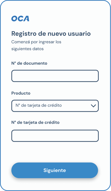 Captura de pantalla de la pantalla registro en la aplicaciÃ³n de OCA