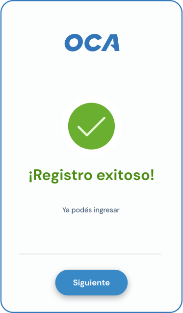 Captura de pantalla de la pantalla registro en la aplicaciÃ³n de OCA